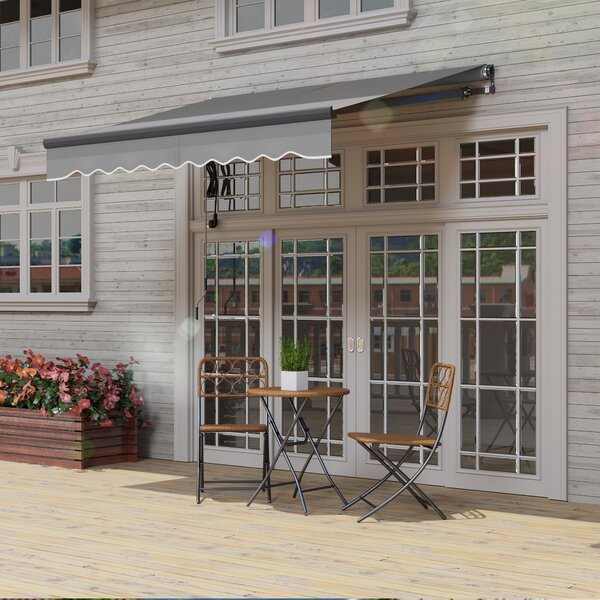 Outsunny 2.5 x 2m Electric Awning with Remote Controller, Aluminium Frame Retractable Awning, Sun Shade for Garden Patio, Dark Grey Aosom UK