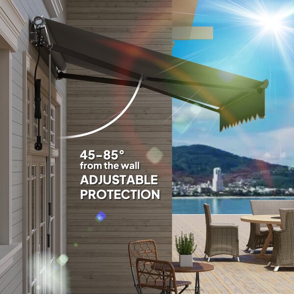Outsunny 2.5 x 2m Electric Awning with Remote Controller, Aluminium Frame Retractable Awning, Sun Shade for Garden Patio, Dark Grey Aosom UK