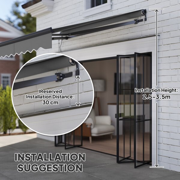 Outsunny 2.5 x 2m Electric Awning with Remote Controller, Aluminium Frame Retractable Awning, Sun Shade for Garden Patio, Dark Grey Aosom UK