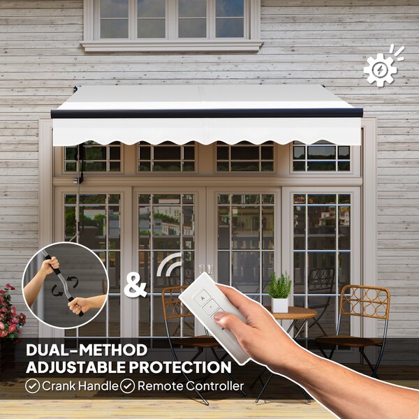 Outsuny Retractable Awning UV30+, Waterproof Awing for Patio Garden Window, Electric Awning with Remote Control, Light Grey Aosom UK