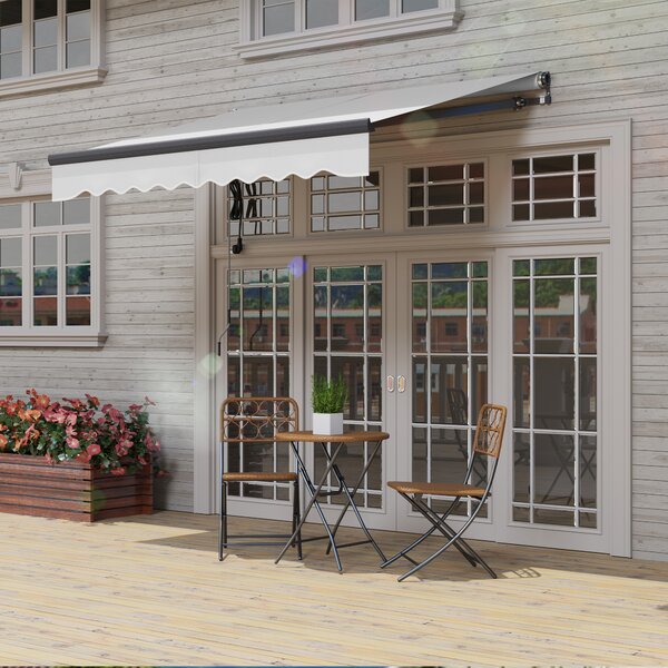 Outsuny Retractable Awning UV30+, Waterproof Awing for Patio Garden Window, Electric Awning with Remote Control, Light Grey Aosom UK