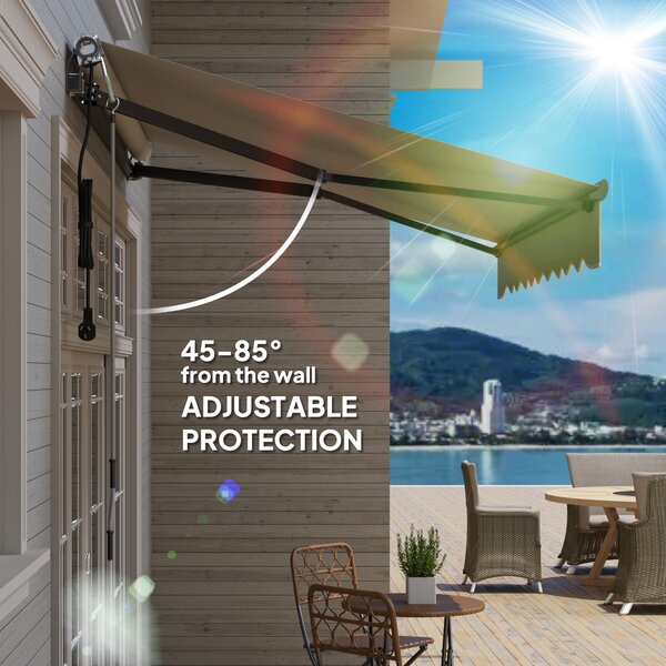 Outsuny Retractable Awning UV30+, Waterproof Awing for Patio Garden Window, Electric Awning with Remote Control, Light Grey Aosom UK