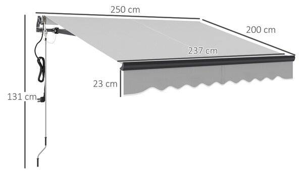 Outsuny Retractable Awning UV30+, Waterproof Awing for Patio Garden Window, Electric Awning with Remote Control, Light Grey Aosom UK