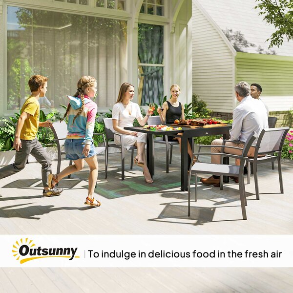 Outsunny Extendable Outdoor Garden Dining Table, Space-Saving Aluminium Frame with Clear Tempered Glass Top, 80/160 x 80 x 75 cm, Black Aosom UK