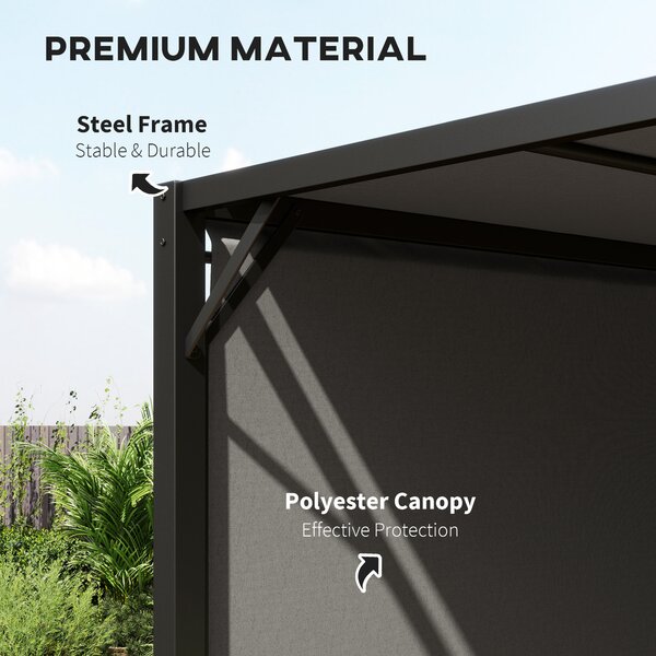 Outsunny 3x3m Sliding Roof Pergola, Outdoor Garden Gazebo Shelter with Adjustable Sun Shade Canopy & Durable Steel Frame, Charcoal Grey Aosom UK