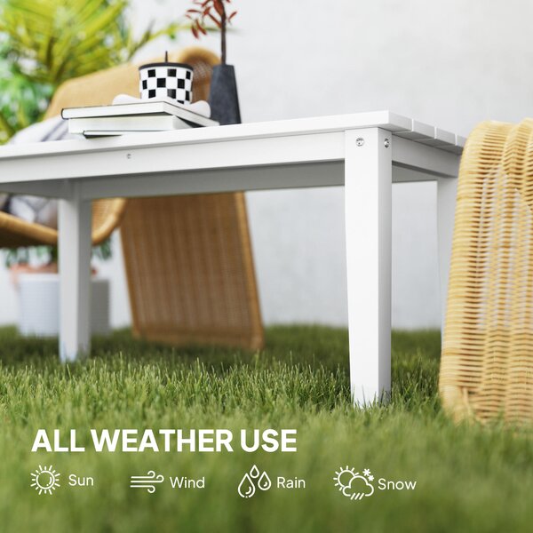 Outsunny Rectangular Garden Table, Outdoor Coffee Table with HDPE Frame, All Weather Use, 91 x 44 x 42 cm, White Aosom UK