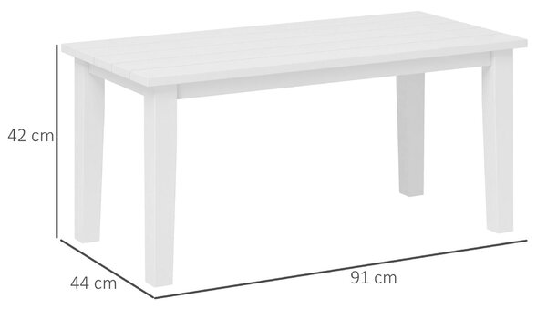 Outsunny Rectangular Garden Table, Outdoor Coffee Table with HDPE Frame, All Weather Use, 91 x 44 x 42 cm, White Aosom UK