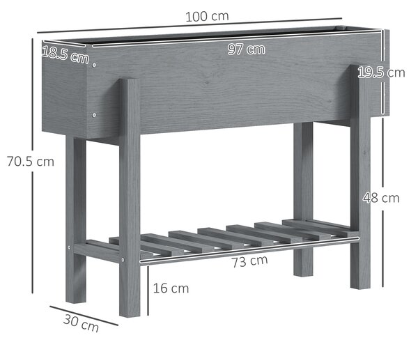 Outsunny Wooden Two-Tier Raised Planter - Grey