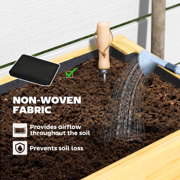 Outsunny 71cm Elevated Wooden Garden Bed, Liner & Drainage, 100x30cm Planter with Shelf, for Veggies, Flowers & Herbs, Natural Finish
