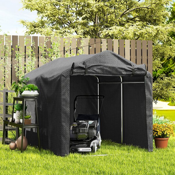 Outsunny 2.2 x 1.6 m Garden Storage Tent, Waterproof Anti-UV Bike Tent with Roll-up Zipper Door, Galvanised Outdoor Storage Shelter Carport for Bike, Motorbike, Garden Tools, Black