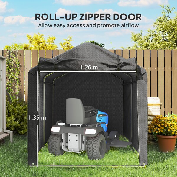 Outsunny 2.2 x 1.6 m Garden Storage Tent, Waterproof Anti-UV Bike Tent with Roll-up Zipper Door, Galvanised Outdoor Storage Shelter Carport for Bike, Motorbike, Garden Tools, Black