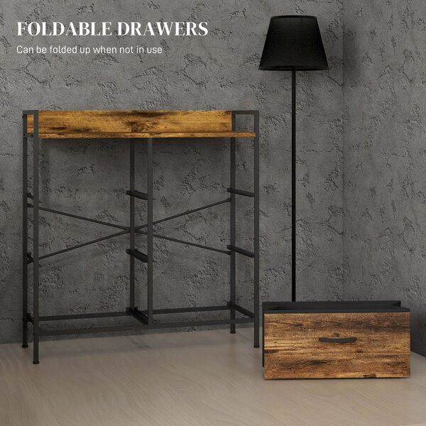 HOMCOM Rustic Chest of Six Fabric Drawers - Brown Wood Effect Aosom UK