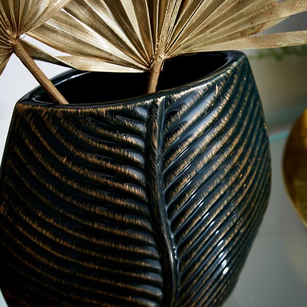 Palm Leaf Ceramic Vase