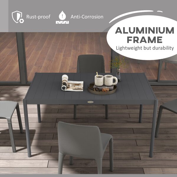 Outsunny Six-Seater Aluminium Outdoor Table, Durable, Weather-Resistant, Family Garden Furniture