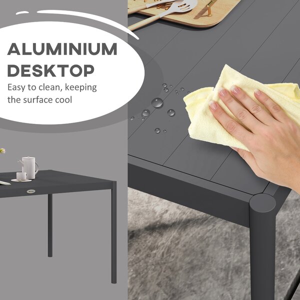 Outsunny Six-Seater Aluminium Outdoor Table, Durable, Weather-Resistant, Family Garden Furniture