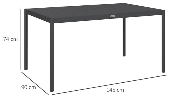 Outsunny Six-Seater Aluminium Outdoor Table, Durable, Weather-Resistant, Family Garden Furniture