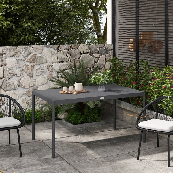 Outsunny Six-Seater Aluminium Outdoor Table, Durable, Weather-Resistant, Family Garden Furniture