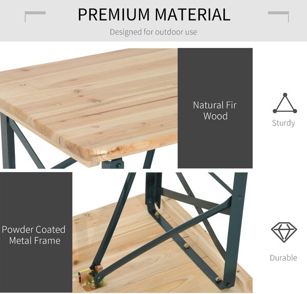 Outsunny 3 pcs Wooden Table Bench Set