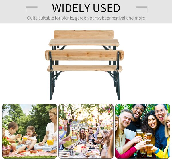 Outsunny 3 pcs Wooden Table Bench Set