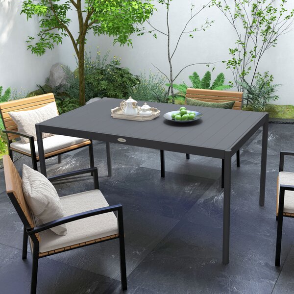 Outsunny Six-Seater Aluminium Outdoor Table, Durable, Weather-Resistant, Family Garden Furniture