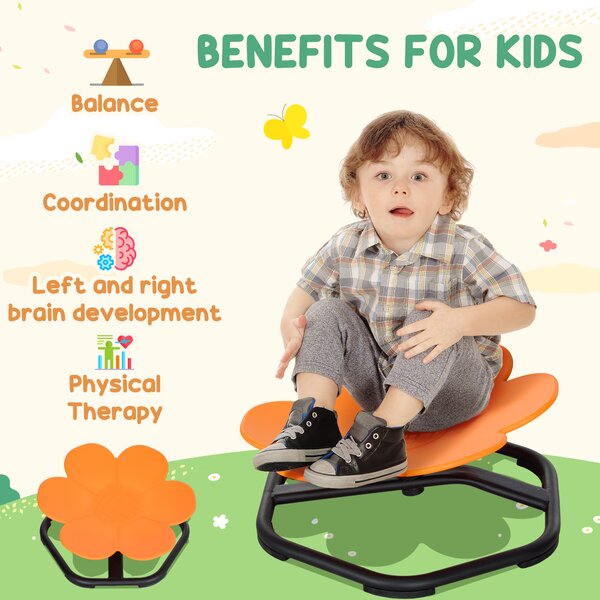 AIYAPLAY Sensory Spinning Chair for Autism Kids Coordination & Balance, Orange Aosom UK