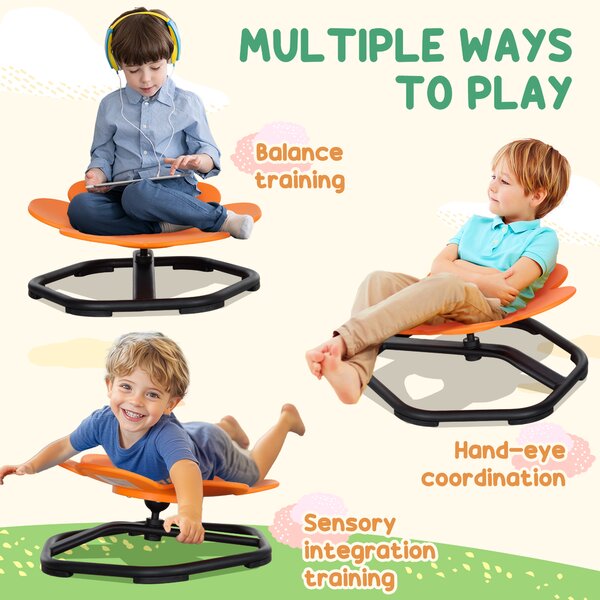AIYAPLAY Sensory Spinning Chair for Autism Kids Coordination & Balance, Orange Aosom UK