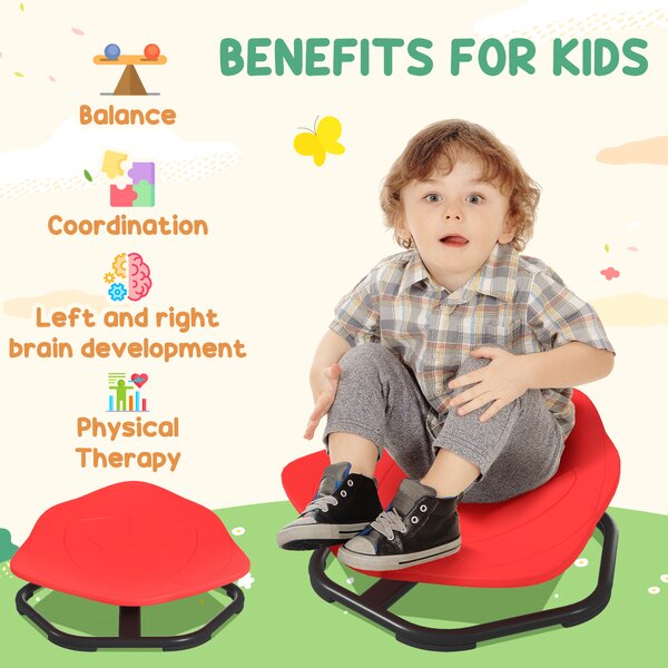 AIYAPLAY Spinning Chair for Autism Sit and Spin, Coordination & Balance, Sensory Spinning Chair for Toddlers 3-6 Years, Red Aosom UK