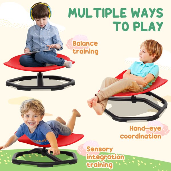 AIYAPLAY Spinning Chair for Autism Sit and Spin, Coordination & Balance, Sensory Spinning Chair for Toddlers 3-6 Years, Red Aosom UK