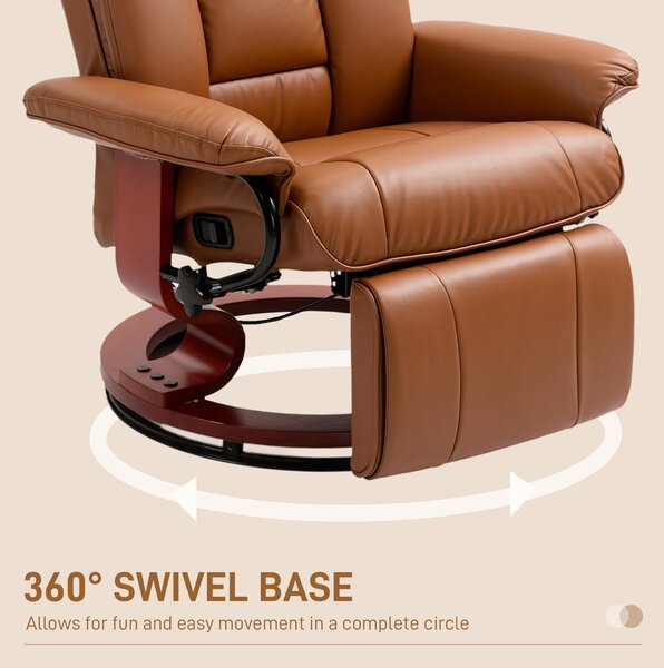 HOMCOM Faux Leather Recliner Chair - Brown