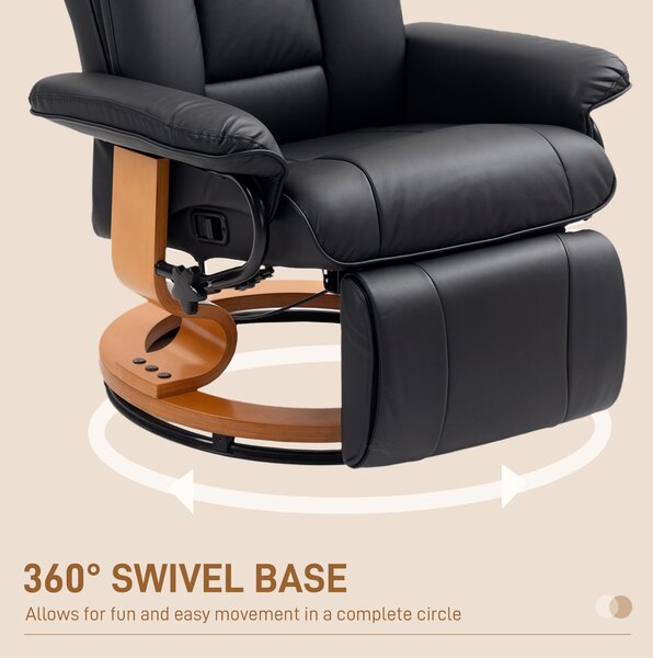 HOMCOM Faux Leather Recliner Chair - Black