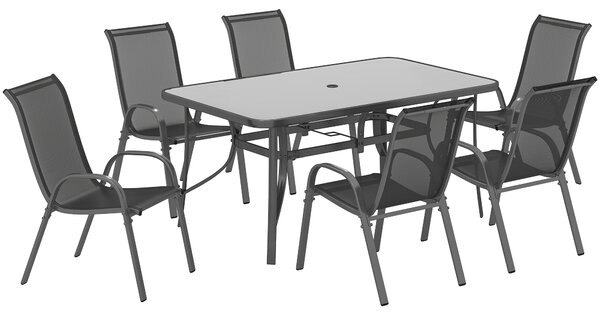 Outsunny Seven-Piece Outdoor Dining Set - Charcoal Grey