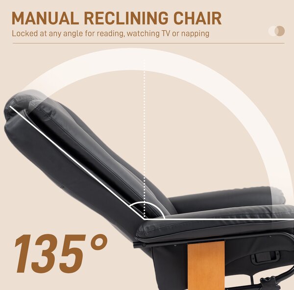 HOMCOM Faux Leather Recliner Chair - Black