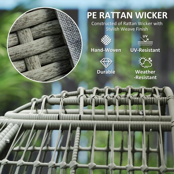 Outsunny Rattan Egg Chair with Cushions and Pillows, Charcoal Grey