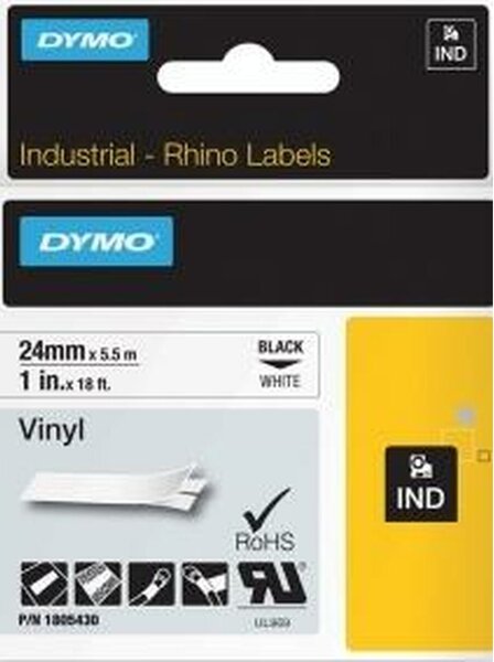 Laminated Tape for Labelling Machines Dymo ID1-24 White Black 24 mm x 5,5 m