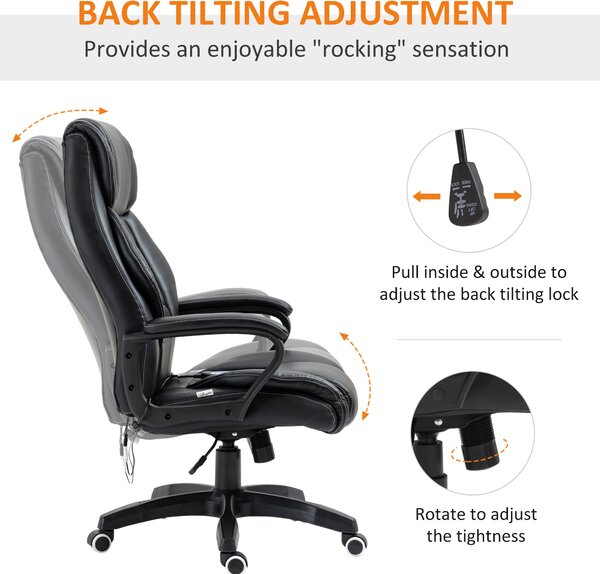 Vinsetto High Back Massage Office Chair with 6-Point Vibration, Executive Office Chair w/ Extra Padded Swivel, Ergonomic Tilt, Black Aosom UK