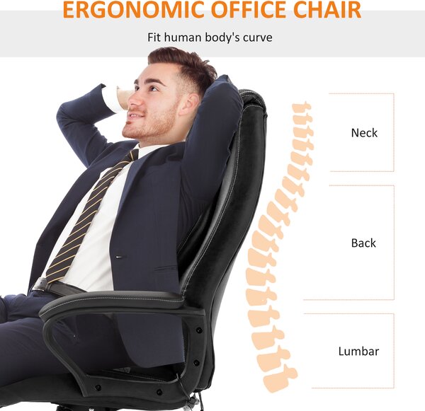 Vinsetto High Back Massage Office Chair with 6-Point Vibration, Executive Office Chair w/ Extra Padded Swivel, Ergonomic Tilt, Black Aosom UK