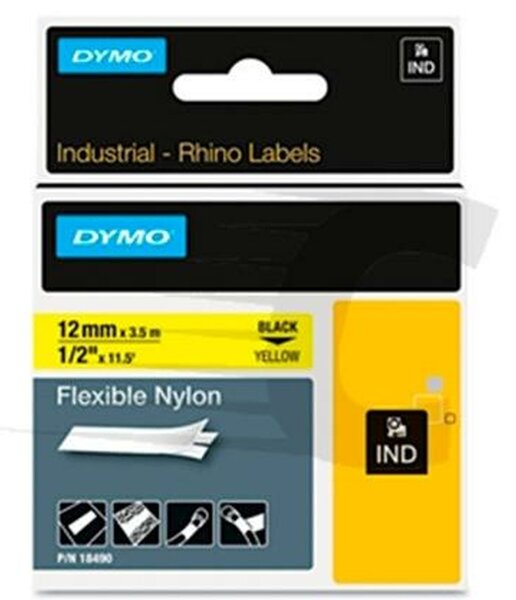 Laminated Tape for Labelling Machines Dymo ID1-12 Yellow Black 12 mm x 3,5 m