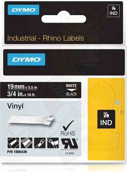 Laminated Tape for Labelling Machines Dymo ID1-19 White Black 19 mm x 5,5 m