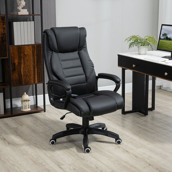 Vinsetto High Back Massage Office Chair with 6-Point Vibration, Executive Office Chair w/ Extra Padded Swivel, Ergonomic Tilt, Black Aosom UK