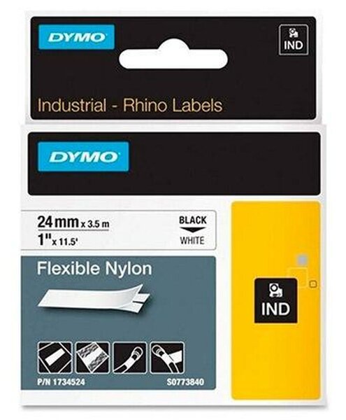 Laminated Tape for Labelling Machines Dymo ID1-24 White Black 24 mm x 3,5 m