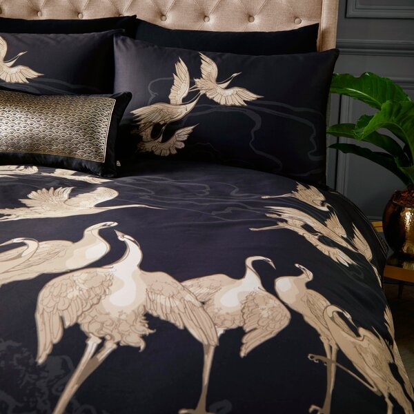 Laurence Llewelyn-Bowen Kireina Black and Gold Cotton Duvet Cover and Pillowcase Set