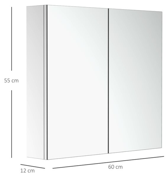 HOMCOM Bathroom Cabinet: Stainless Steel Mirror Storage, Wall-Mounted Spaciousness Aosom UK