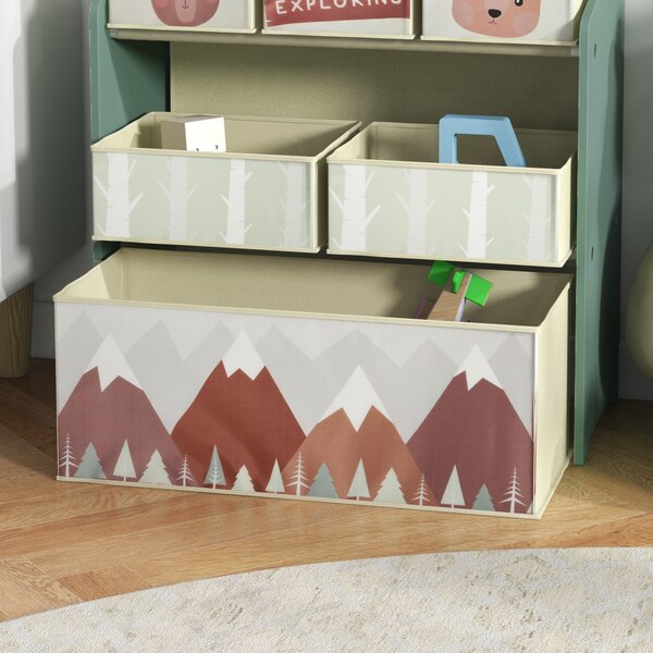 ZONEKIZ Children's Toy Storage Unit with 6 Fabric Bins, Organiser for Bedroom, Nursery, Green Aosom UK