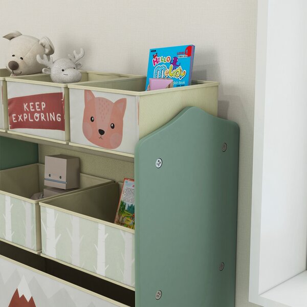 ZONEKIZ Children's Toy Storage Unit with 6 Fabric Bins, Organiser for Bedroom, Nursery, Green Aosom UK