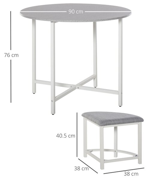 HOMCOM Modern Round Dining Table Set with 4 Upholstered Stools for Dining Room, Kitchen, Dinette Aosom UK