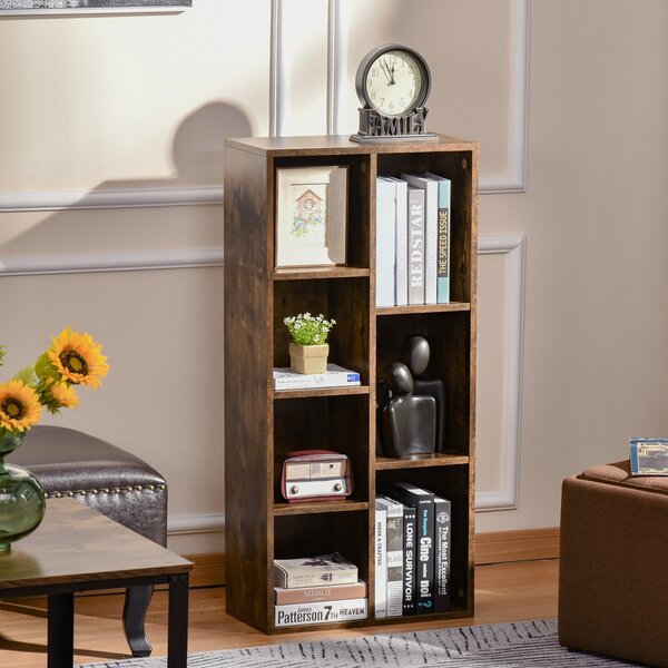 HOMCOM Bookcase Industrial Bookshelf Free Standing Display Cabinet Cube Storage Unit for Home Office Living Room Study Rustic Brown Aosom UK