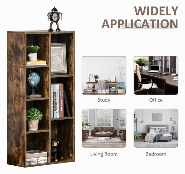 HOMCOM Bookcase Industrial Bookshelf Free Standing Display Cabinet Cube Storage Unit for Home Office Living Room Study Rustic Brown Aosom UK