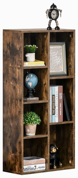 HOMCOM Bookcase Industrial Bookshelf Free Standing Display Cabinet Cube Storage Unit for Home Office Living Room Study Rustic Brown Aosom UK