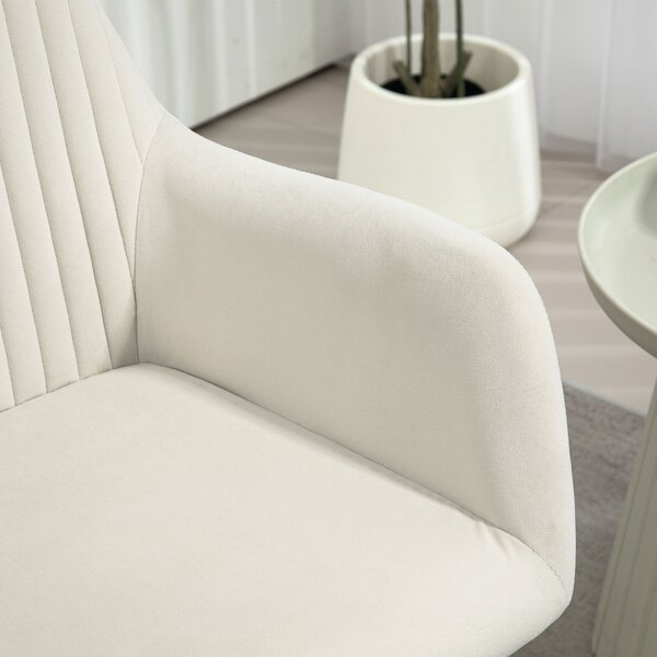 HOMCOM Modern Arm Chair Upholstered Accent Chair with Metal Base for Living Room Cream White Aosom UK