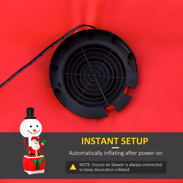 HOMCOM 2.5m Christmas Inflatable Decoration with Santa Claus on Snowman Hot Air Balloon, Blow Up Xmas Decor for Outdoor ​Indoor Home Garden Family